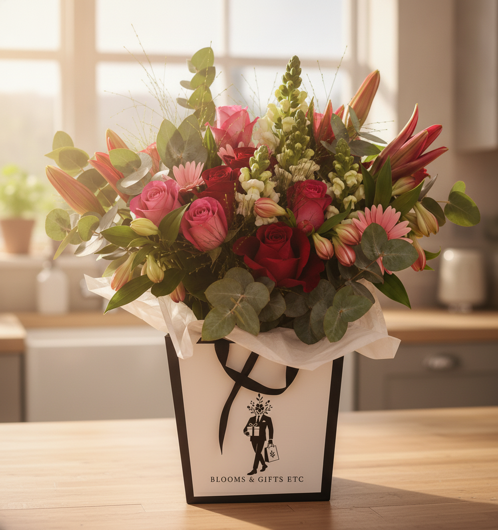 Luxe Gift Bag Flower Arrangement