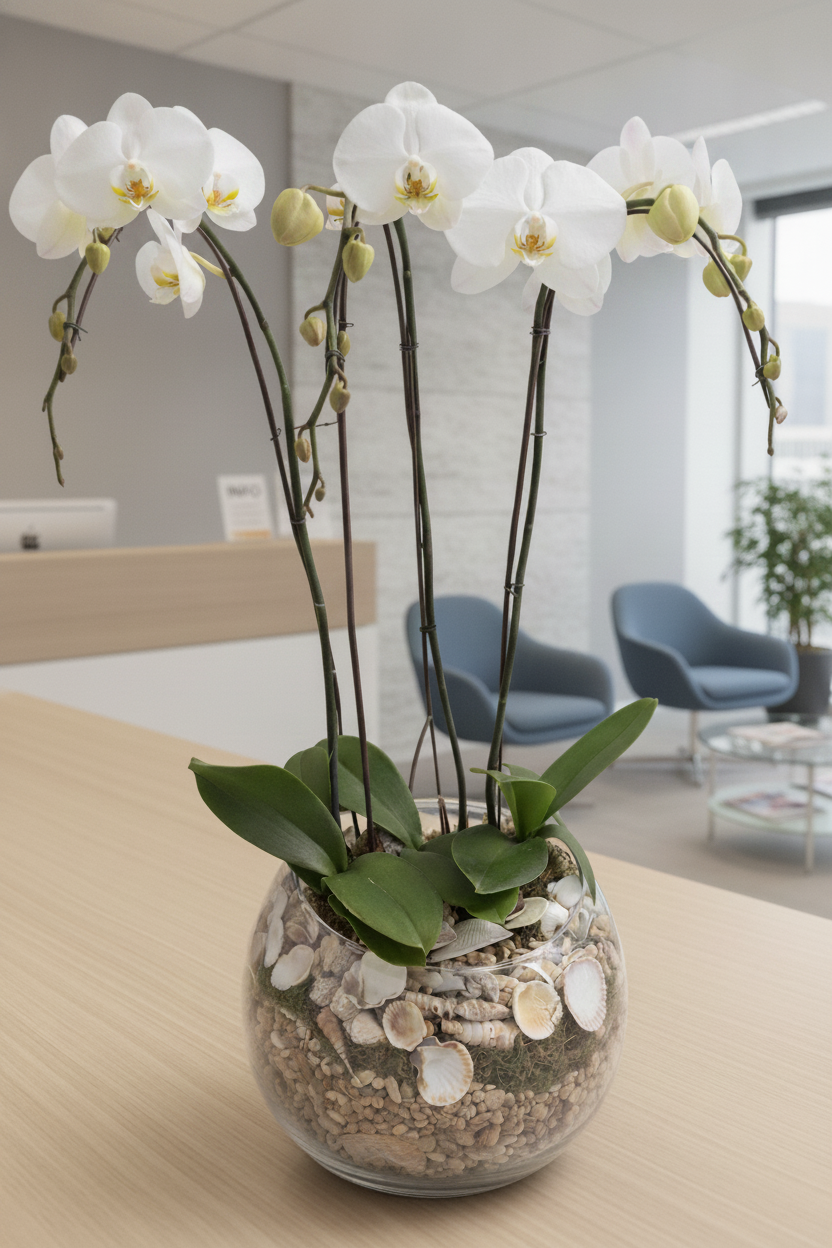 White Trio Orchid Bowl